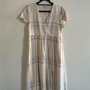 Madewell Striped Cream Midi Dress